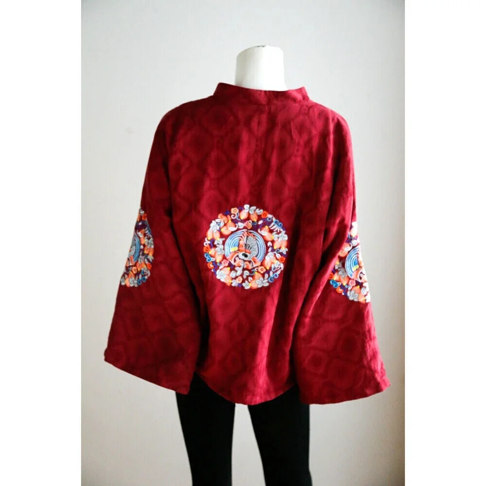 Vintage cotton Embroidered Mandarin Long Sleeve Jacket S